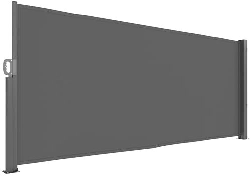 Outsunny Marquise latérale extensible opaque Protection visuelle avec revêtement mural Marquise murale Protection contre le vent 300x140cm Marquise pour balcon terrasse jardin gris foncé