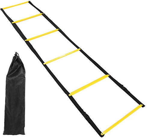 REXVTNS Football Speed Ladder | 4.4m Grip - Enhanced Training Equipment with 10 Rungs | Footwork Coordination Ladder for Soccer/Exercise/Youth | Includes Storage Bag