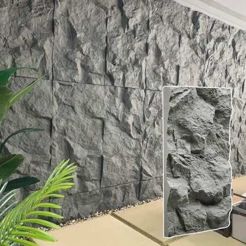 Papel Pintado Pared Panel Decorativo Pared de Imitación Piedra Gris para Exteriores de Sala de Estar, Revestimiento de Pared con Acento de Poliuretano 3D, Papel Tapiz Decoracion Pared(Light Gray,1pack