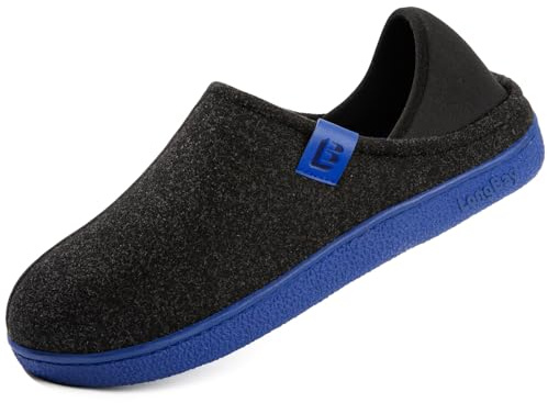 LongBay Men's Indoor Outdoor Slippers Memory Foam House Camping Shoes Gift | Wool Like Felt Upper, Moisture Wicking Lining, Memory Foam Sole, Wide Fit Comfort, Home Office Travel Wear, Gift For Him