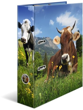 HERMA Mapp A4-kor, 7 cm bred, ringpärm med djurmotiv, färgglad mapp med innertryck för pojkar, flickor och barn