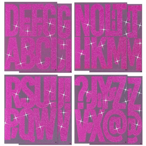 PATIKIL 76Pcs Glitter Bulletin Board Letters, 5 Inch Poster Board Cardboard Letter Alphabet Punctuation Self Adhesive for Art Craft Classroom Mailbox Scrapbook Sign, Shiny Purple