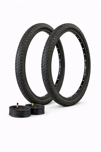 Pack Ahorro 2 Cubiertas BMX 20 x 2.125 (57-406) + 2 Cámaras Bicicleta 20 Pulgadas – Neumáticos BMX Alta Resistencia para Bicicletas Infantiles, BMX y MTB