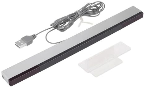 USB-sensorstång, silver, trådbunden, reservstativ, plug & play | Kompatibel delfinemulator, exakt spelupplevelse, tillbehör konsol, stativ halkfri stabil, robust hållbar