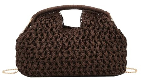 Palaufr Bolsos de verano para mujer - Bolso Grande Tejido Portátil Con Estilo Y - Clutch De Mano En Paja | Para La Playa, Exterior, Viaje, Vacaciones, Boda, Noche, Compras, Al Aire Libre, Mujer