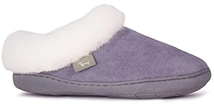 Cloud Nine Women’s Sunrise Sheepskin Scuff - Slip-On Sheepskin Slippers for Women with Durable Suede Upper and Rubber Sole, Gray - 7