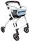 KMINA PRO - Folding Indoor Rollator with Tray, Narrow Walking Frame with Wheels, Mobility Walker Aids, Lightweight (Blue)