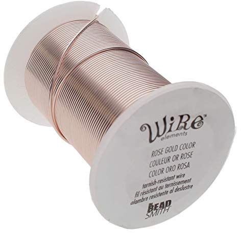 The Beadsmith Wire Elements 16-Gauge Lacquered Tarnish-Resistant Copper Wire for Jewelry Making, 8 Yard, 7.32 Meter Spool (Rose Gold)