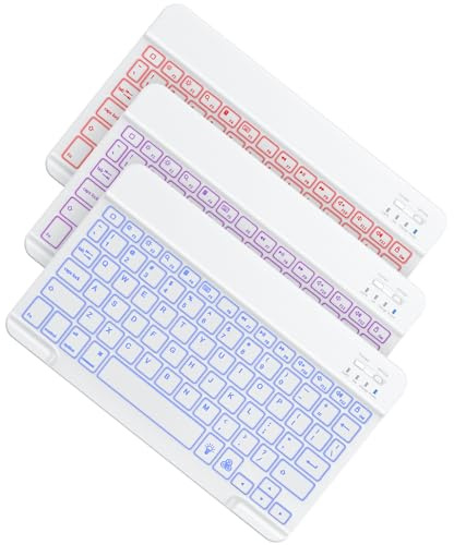 OMOTON Bluetooth Keyboard, Backlight Wireless Rechargeable Keyboard for iPad, iPad Pro, iPad mini, iPad Air with Illuminated LED (White)