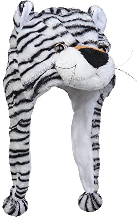 JK Home Chapeau d'Hiver Bonnet Animal en Peluche Tigre Rayure