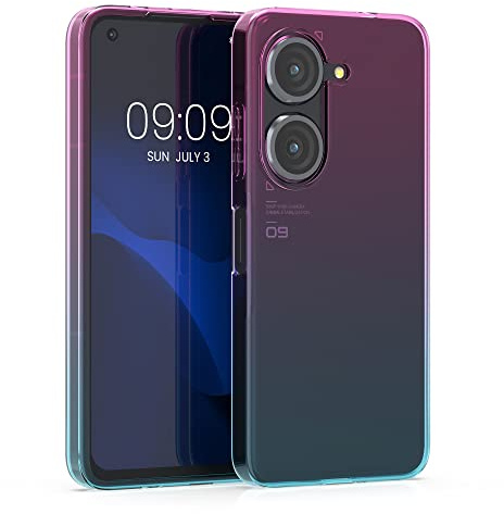 kwmobile Hülle kompatibel mit ASUS Zenfone 10 / Zenfone 9 - Handyhülle - Handy Case Zwei Farben Pink Blau Transparent