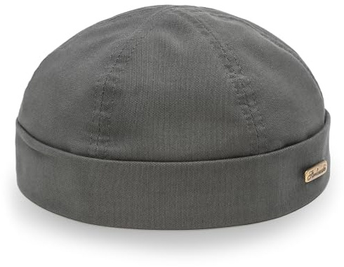 Sterkowski Docker | Berretto da Dock di Alta qualità Morbido 100% Cotone | Comodo e Confortevole Berretto da Giorno | Navy Watch Beanie Leon in Stile Professionale in Tutte Le Taglie, Grigio., 56