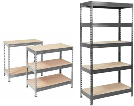 KARAT Rayonnages Charges Lourdes en métal pour Magasin & Garage - Étagères modulable à Grande Tenue - Rangement métallique pneus Charge Max. 1250 kg-Grizzly- Anthracite-Gris, 220 x 90 x 60 cm