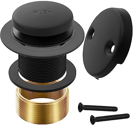 Matte Black Bathtub Drain Tip-Toe Tub Trim Set with Two-Hole Overflow Faceplate Bathroom Tub Drains Replacement Conversion Tub Drain Kit Assembly with Universal Fine & Coarse Thread