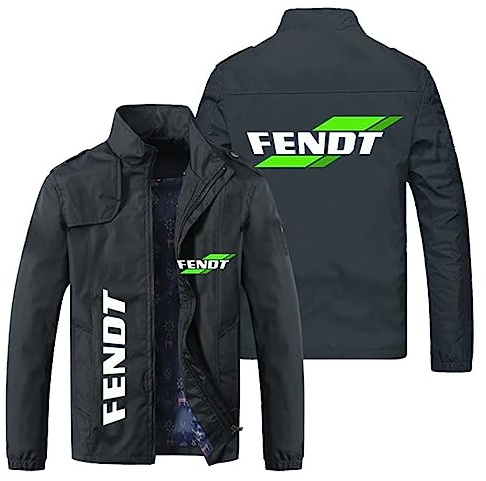 GLLUSA Hommes Printemps Été Veste Décontractée Pour Fendt Print Blouson Bombardier Léger Manteaux De Baseball Minces Pour Les Sports De Plein Air Avec Poches Zippées-Black||3XL