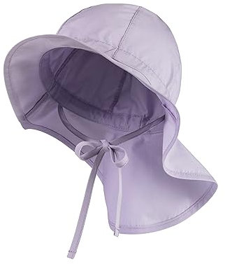 Sterntaler Sonnenhut - Mädchen Sommerhut - UV-Schutz 50+ Mütze mit breiter Krempe und Größenregulierung - Nackenschutz - Bindebänder - Baby Kinder Kopfbedeckung aus Popeline (Bio) - flieder, Größe 53