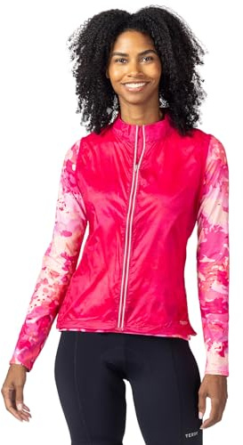 Terry Mistral Vest - Womens Cycling Jersey, Packable Hi-Vis Windproof Water Resistant Sleeveless Bike Vest - Framboise, l