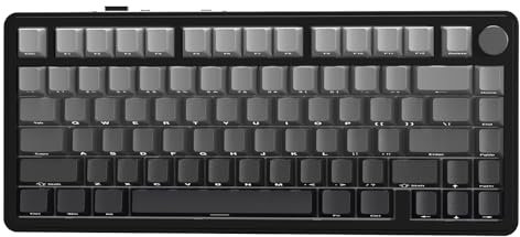 ATTACK SHARK X85 Gasket Mechanische Tastatur mit Drehregler, 75% kabellose Gaming-Tastatur mit fünfschichtiger Polsterung, BT5.0/2.4G/USB-C,RGB, Hot-Swap-fähig, PBT-Tastenkappen (schwarzer)