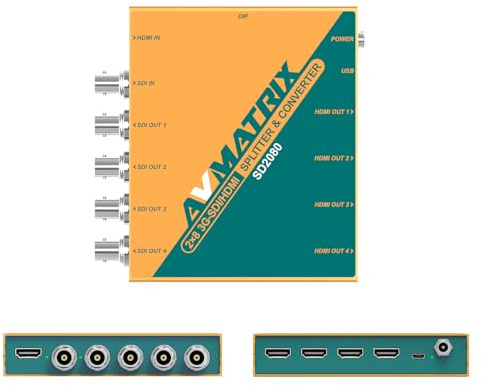AVMATRIX Converter 2 × 8 SDI/HDMI Cross Converter Distribution, UP/Down skalning och ramhastighet 1080P videoomvandlare, SDI-splitter, HDMI-splitter (SD2080)