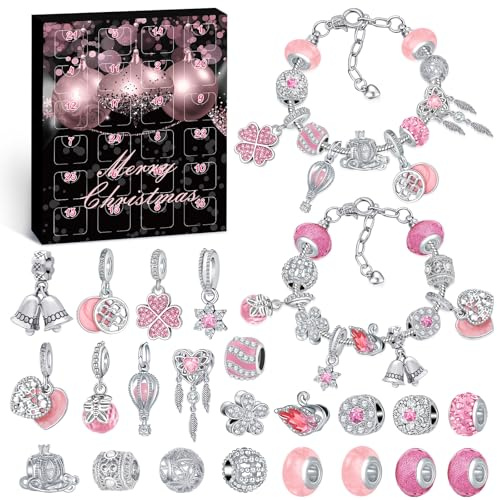 Hymarvo Calendario Avvento 2026 Gioielli Bambina Donna, Calendario dell'avvento Braccialetti Kinder Bambini Fai da Te, Calendari Avvento Bracciale Regalini Sorprese Regalo di Natale per Ragazza Donna