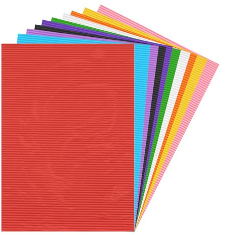 Rebower Corrugated Cardboard Paper Sheets, Corrugated Paper Cardboard Inserts [for Craft and DIY Projects] - 11.8x8.5 Inch/Mixed Color/10 Pcs