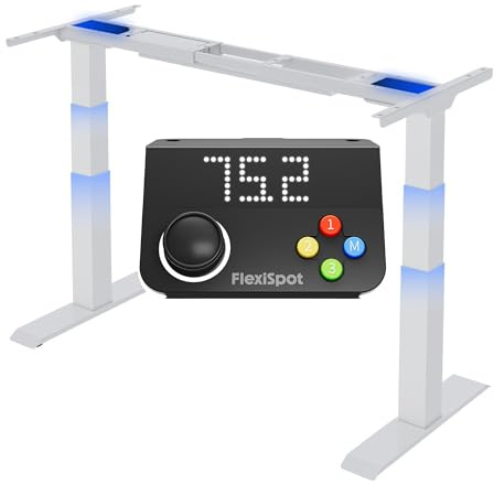 FLEXISPOT Struttura Scrivania Regolabile in Altezza E6 con Controllo FleX-Pad, Telaio Elettrico a 2 Motori, Altezza 58–123 cm, Display LED, Funzione Memoria, Portata fino a 160 kg (Bianca)