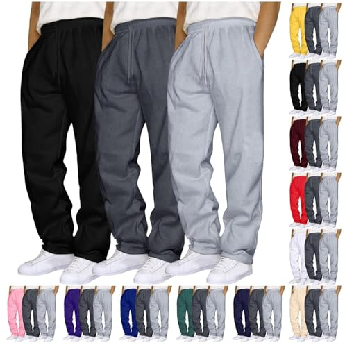 3 Pack Mens Sport Pants Oversized Solid Sweatpant Tracksuit Bottoms Warm Trouser for Winter Elastic Waist Track Pants for Outdoor Sweatpants with Pockets Comfort Soft lghtweight Trousers Navy