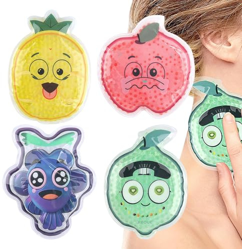 Nudorpn Compresas Refrescantes para Tiempo Caliente | Paquetes de Hielo para con Dibujos Animados - 4 Piezas Almohadillas Calmantes para Pie Rodilla Codo Cadera Hombro Tobillo Deportes Viaje Exterior