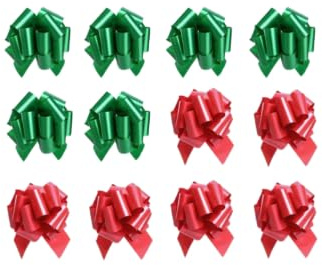 Lazos De Navidad Para Envolver Regalos,12PCS Rojo Y Verde Lazo De Envolver Regalo,Lazo Regalo Colorido De Tirar,Lazos Decorativos Para Regalos Embalaje,Fiesta,Cumpleaños,Bodas,Navideño Accesorio