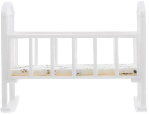 TOYANDONA Lit de bébé Miniature pour Maison de poupée : Berceau Miniature pour poupée, échelle 1/12, Accessoire de mobilier pour Berceau de, modèle de lit de bébé pour Maison de Jeu.