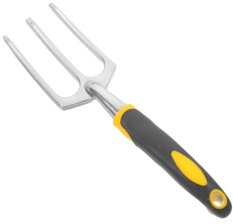 TOGEVAL Herramienta de Jardinería Tenedor Pequeño de Mano con Mango Ergonómico Acero Inoxidable Resistente para Airear Suelo y Trabajar Espacios Reducidos para Flores Macetas y Bonsáis