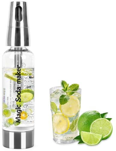 Sifón de soda de 1 litro, máquina portátil de agua con gas, máquina compacta de agua carbonatada para bebidas saborizadas, kit de máquina de bebidas reutilizables, máquina de refresco de viaje para el