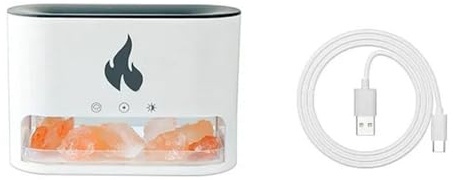 Muuookka Lámpara de Sal de Cristalina, Humidificador de Aire Volcánico, Difusor de Aceite de Llama de 7 Colores, Chimenea
