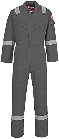 Portwest Flame Resistant Light Weight Anti-Static Coverall 280g, Size: XXL, Colour: Grey, FR28GRRXXL