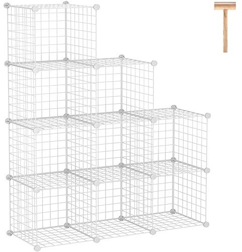 C&AHOME Wire Cube Storage, 9-Cube Organizer Metal, Wire C Grids Storage, Storage Bins Shelf, Modular Bookshelf, Closet Cabinet Ideal for Home, Living Room, Office 36.6”L x 12.4”W x 48.4”H White