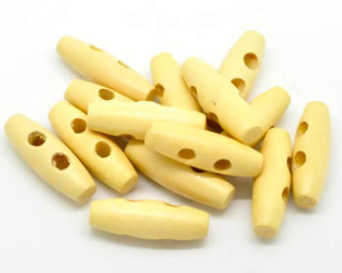 Handarbeit-Lieblingsladen 20 Stück Holzknöpfe, Knebelknöpfe Oval 3,0 x 1,0 cm Natur 2 Löcher ovale längliche Knöpfe Knebelknopf Knopf Mantelknöpfe Jackenknöpfe basteln annähen nähen