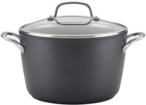 KitchenAid Hard Anodized Induction Nonstick Stock Pot/Stockpot with Lid, 8 Quart, Matte Black