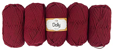Tricot Cafè - Dolly Nuovo - Filato Pura Lana Merinos - Gomitolo per Ferri e Macchine da maglieria - Adatto per le mezze stagioni - Morbido e Soffice - Made in Italy – 5 pz/Bordeaux 52