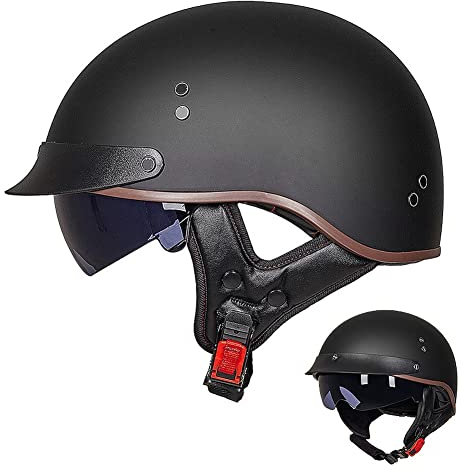 ACLFFSHOP Halbschalenhelm mit ECE, Retro Helm Jethelm, Jet-Helmhalbhelm Scooter-Helm Offenem Helm, Chopper Helm mit Sonnenblende Herausnehmbares Atmungsaktives Futter M~XXL