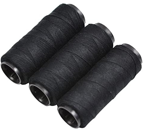 3 Rollen Nähgarn Webfäden für Herstellen von Perücken Handnähen Haarschuss DIY (Schwarz)