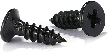 #6 x 3/8 Wood Screw 100Pcs 18-8 (304) Stainless Steel Screws Flat Head Phillips Fast Self Tapping Drywall Screws Black Oxide by SG TZH
