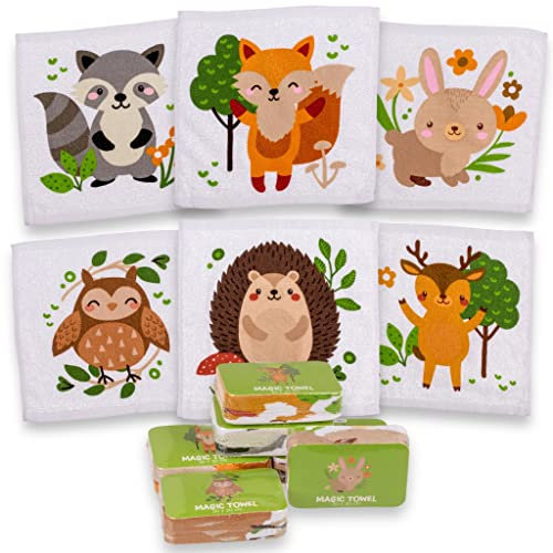 MIK funshopping Set di 6 panni magici per la magia, regalo per bambini Tombola (set da 6 animali della foresta)