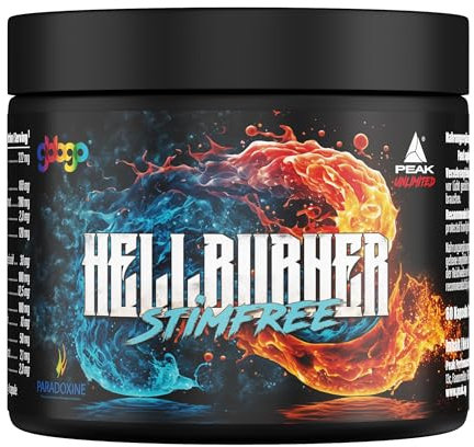 PEAK Hellburner Stimfree - 60 Kapseln I 60 Portionen I Diätunterstützer und Stoffwechsel Booster ohne Koffein I mit Grains of Paradise (Paradoxine), Capsaicin, GBBGO, Fucoxanthin und Grüntee Extrakt