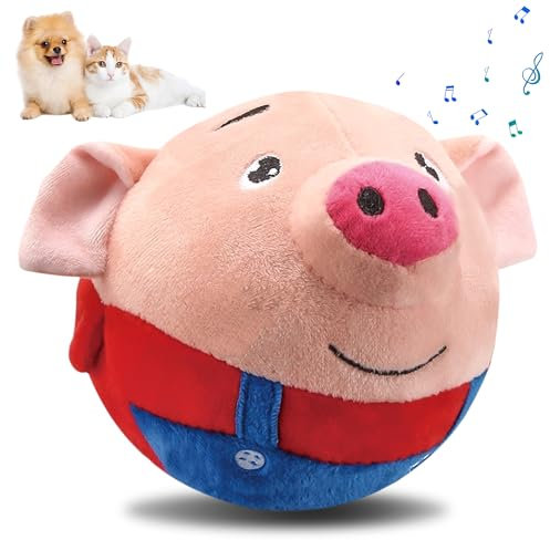 Nizirioo Aktives Bewegendes Haustier Plüschspielzeug, Hundespielzeug Futter Ball, Ungiftig Bissfest IQ Trainingsball für Hunde (Rotes Schwein)