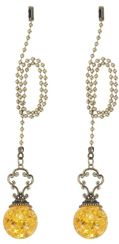 PATIKIL 15 Catena Per Ventilatore A Soffitto, 2 Pcs Connettore Per Catena A Cristallo Vintage Ornamento Per Ventilatore Soffitto Estensione Per Lampade Ventilatori Soffitto, Ambra (Palla)