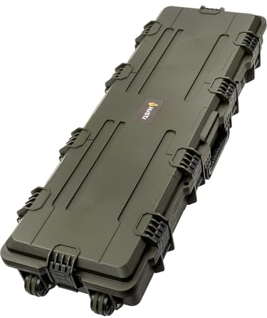 HASTA Large Wheeled Rifle Hard Case; Mil-Spec Green; Pick and Pluck Foam