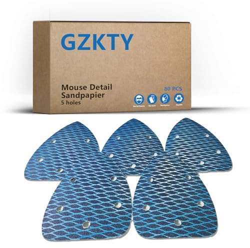 GZKTY Schleifpapier Dreieckschleifer Set, 5-Loch Deltaschleifer Schleifpapier P400 Körnung, für Metall, Wände, Holz & Möbel – Aus Hochwertigem Aluminiumoxid （80 Stück）