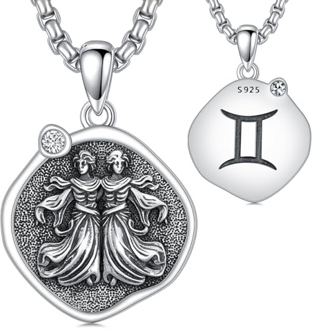 ROMANTIC WORK 12 konstellationer halsband i 925 sterlingsilver hänge stjärntecken smycken astrologi horoskop födelsedagspresent för herr dam, Sterlingsilver