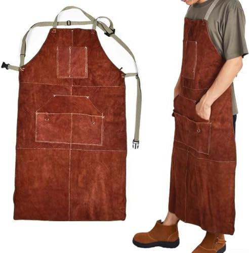 Leather Welding Apron, Heat Flame Resistant Cowhide Welder Apron Heavy Duty Workshop Apron, For Men Heavy Duty Apron Heat And Flame