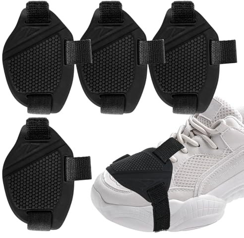 Motorcycle Motorbike Shift Pad, 4 Pieces Motorcycle Shoe Boot Protector Cover, Black Rubber Shoe Protector Pads for Men Women Gear Accessories